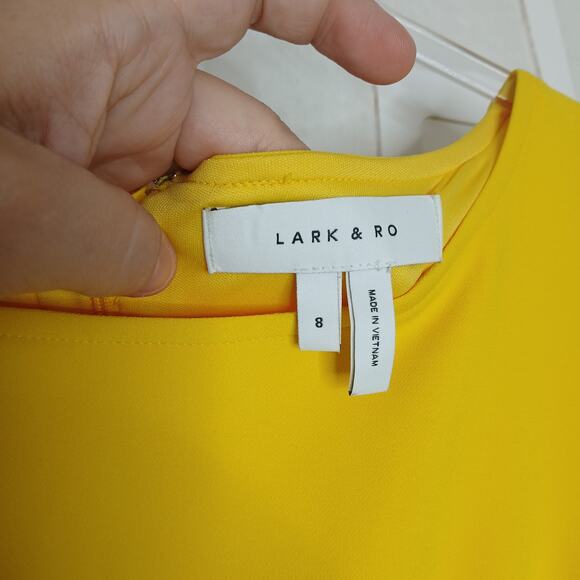 Lark & Ro Yellow Sleeveless Ruffle Hem Dress Womens 8 Work Office Career Casual - Picture 5 of 14